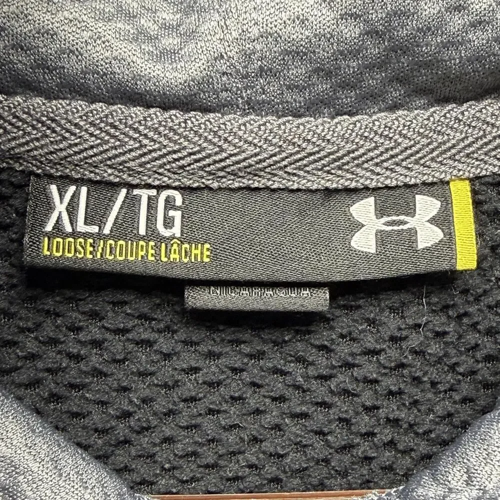 Under Armour Hoodie Mens XL Gray Textured Pullover Logo Athletic Sweatshirt